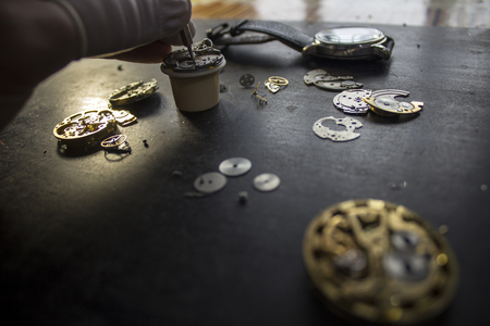 The process of repair of mechanical watchesの写真素材