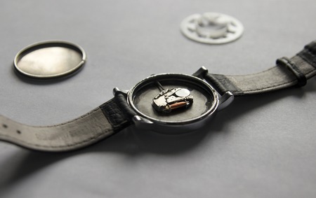Replacing the battery in a wristwatch, watch repairの写真素材