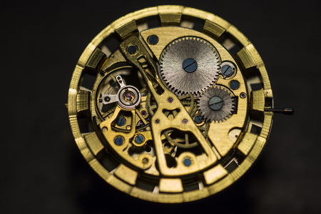 Mechanical watch, gears, gold watch, wristwatch, close up