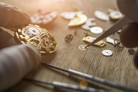 Watchmaker's workshop, watch repair, special tools for watch, background
