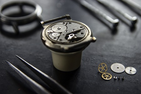 Mechanical watch, close up, gears, mechanical watch repairの写真素材