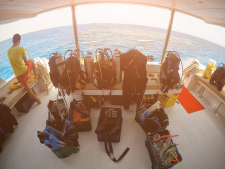 Equipment for scuba divers, sunlight, a dayの写真素材