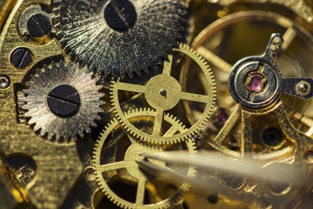 Process of installing a part on a mechanical watch, watch repairの写真素材