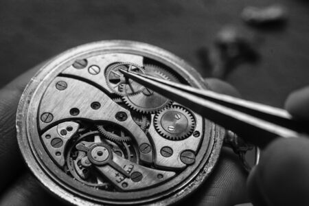 Watchmaker's workshop, mechanical watch repairの写真素材