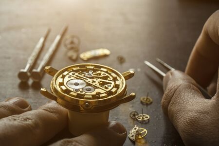 Mechanical watch repair. Watchmaker is repairingの写真素材