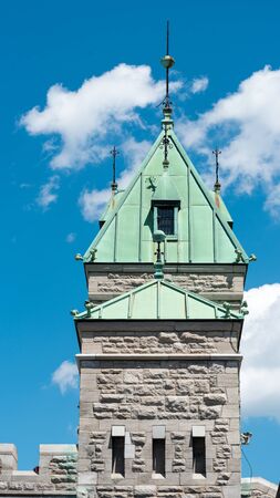 Gatehouse of Porte St. Louis in the City Wall of Quebec City, Quebec, Canadaの写真素材