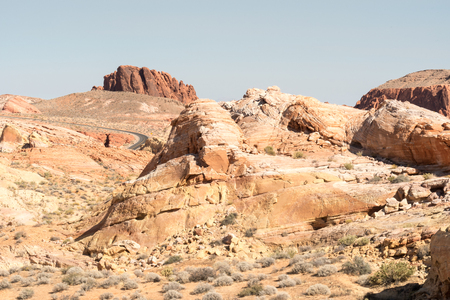 Road WInds through Valley of Fire State Park in Nevadaの写真素材