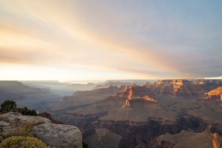 Smoke from a Prescribed Burn Creates a Dramatic View from the South Rim of the Grand Canyonの写真素材