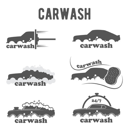 vector , emblem, icon, symbol, emblem for car washes. Service around the clock. Caring for your car, shampoo for transportのイラスト素材
