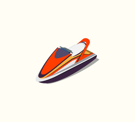 Vector illustration watercraft. recreation icon on water transport. Red scooter. isometric designのイラスト素材