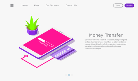 vivid illustration of transferring money to cardのイラスト素材