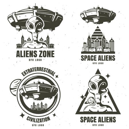 set emblems ufo . Vector illustration backgroundのイラスト素材
