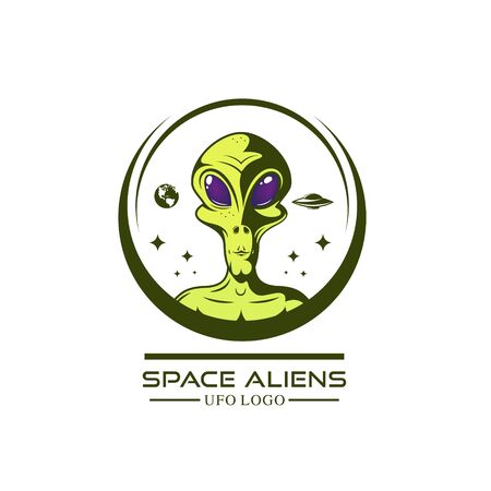 green aliens logo. Vector illustrationのイラスト素材