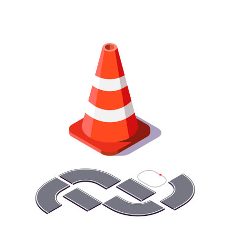 road orange cone vector isometric illustrationのイラスト素材