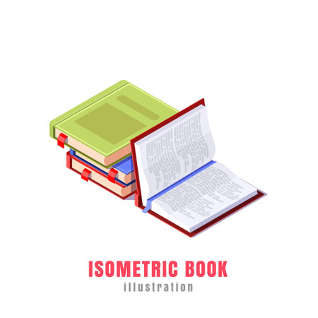 3d illustration open isometric bookのイラスト素材