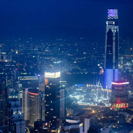 KUALA LUMPUR, MALAYSIA, December 30, 2019: KL Tower view from street, Television tower in Kuala...