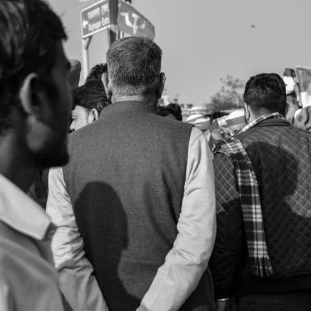 Gazipur, Delhi, India â December 25 2020 : Indian Sikh and Hindu Farmers from Punjab, Uttar Pradesh and Uttarakhand states protests at Delhi-UP Border against new farmer laws â Black and Whiteのeditorial素材