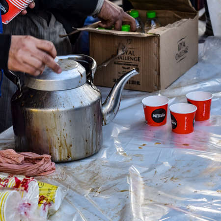 Gazipur, Delhi, India â December 25 2020 : Indian Sikh and Hindu Farmers from Punjab, Uttar Pradesh and Uttarakhand states protests at Delhi-UP Border. Farmers are protesting against new farmer lawsのeditorial素材