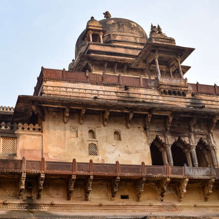 Jahangir Mahal (Orchha Fort) in Orchha, Madhya Pradesh, India, Jahangir Mahal or Orchha Palace is citadel and garrison located in Orchha. Madhya Pradesh. India, Indian Archaeological Sitesのeditorial素材