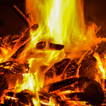 Fire flames on black background, Blaze fire flame texture background, Beautifully, the fire is...