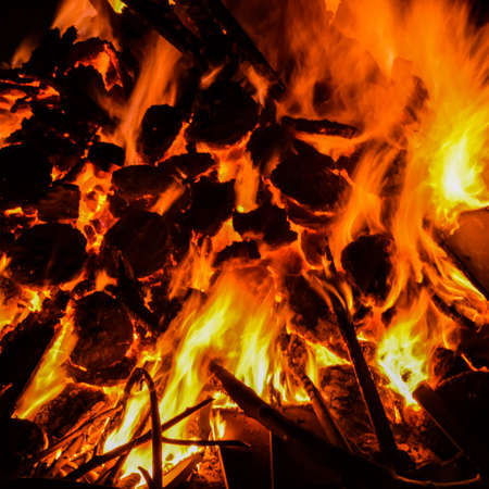 Fire flames on black background, Blaze fire flame texture background, Beautifully, the fire is...