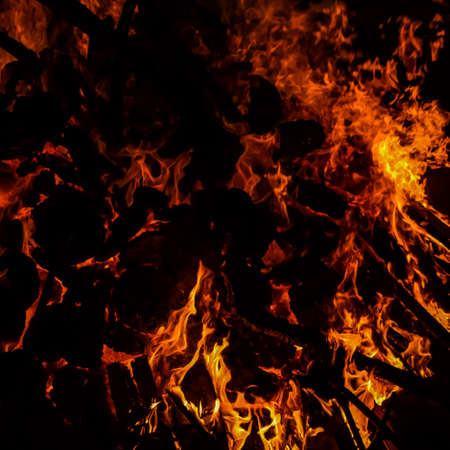 Fire flames on black background, Blaze fire flame texture background, Beautifully, the fire is...