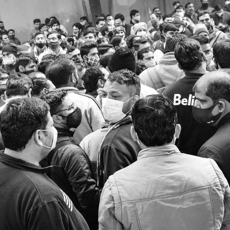 Delhi, India December 25 2021 : Delhi Contractual Guest Teachers with posters, flags and...