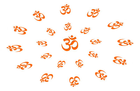 Beautiful Glowing OM / Aum with om rays with white background for wall of Temples, Houses and for...