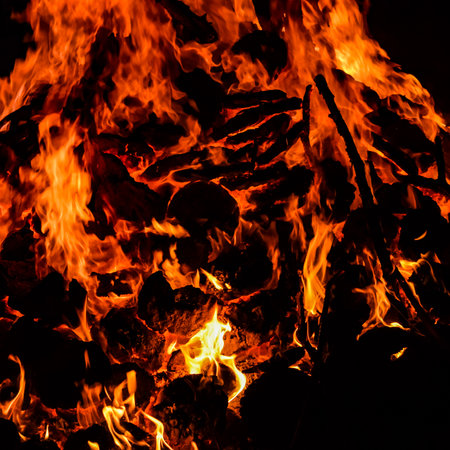 Fire flames on black background, Blaze fire flame texture background, Beautifully, the fire is...
