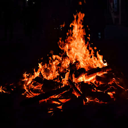 Fire flames on black background, Blaze fire flame texture background, Beautifully, the fire is...