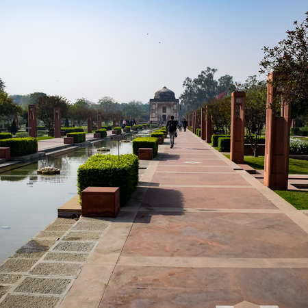 New Delhi India â March 7 2021 : Inside view of architecture tomb inside Sunder Nursery in Delhi India, Sunder Nursery is World Heritage Site located near Humayun's Tomb in Delhi, Sunder Nurseryのeditorial素材