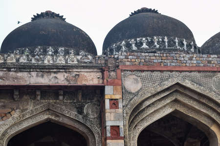 Mughal Architecture inside Lodhi Gardens, Delhi, India, Beautiful Architecture Inside the The Three-domed mosque in Lodhi Garden is said to be the Friday mosque for Friday prayer, Lodhi Garden Tombの写真素材