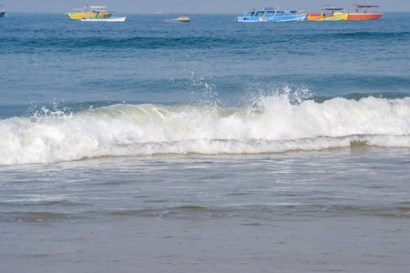 Amazing view of Arabian sea during the morning time in Calangute beach Goa, India, Ocean beach view early morning timeの写真素材