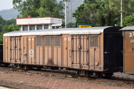 Kalka, Haryana, India May 14 2023 - View of Toy train Railway Tracks from the middle during daytime...