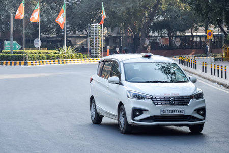 New Delhi, India - January 16 2023 â€“ Delhi Police personnels during BJP road show, tight...