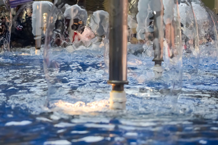 Fountain in the complex of Bharat Mandapam formally known as Pragati Maidan in Delhi India, working...