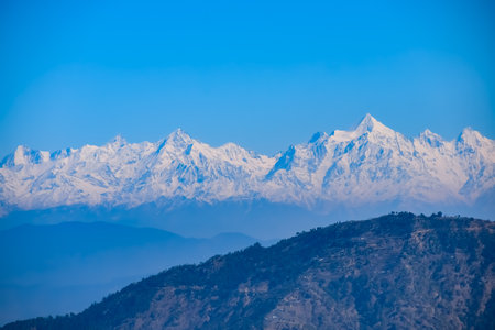 Very high peak of Nainital, India, the mountain range which is visible in this picture is Himalayan...