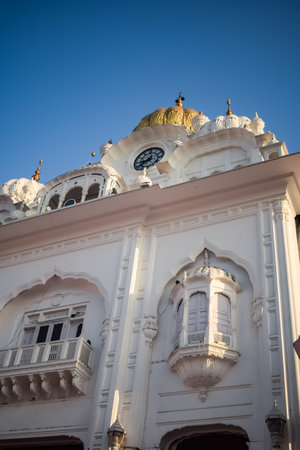 View of details of architecture inside Golden Temple - Harmandir Sahib in Amritsar, Punjab, India, Famous indian sikh landmark, Golden Temple, the main sanctuary of Sikhs in Amritsar, Indiaの写真素材