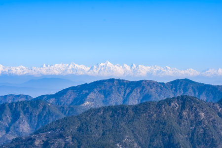 Very high peak of Nainital, India, the mountain range which is visible in this picture is Himalayan...