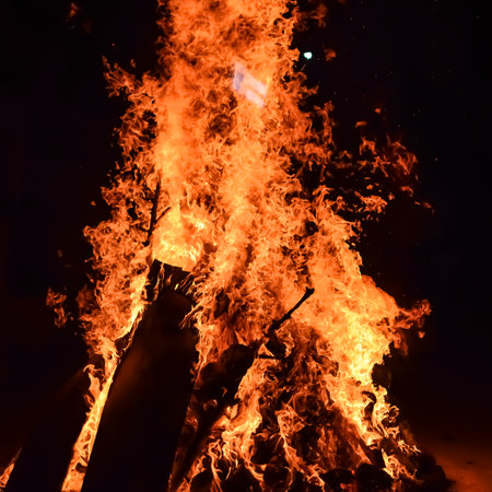 Fire flames on black background, Blaze fire flame texture background, Beautifully, the fire is...
