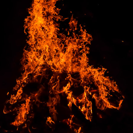Fire flames on black background, Blaze fire flame texture background, Beautifully, the fire is...