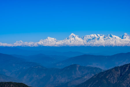 Very high peak of Nainital, India, the mountain range which is visible in this picture is Himalayan...