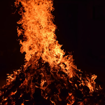 Fire flames on black background, Blaze fire flame texture background, Beautifully, the fire is...