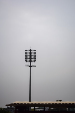 Cricket stadium flood lights poles at Delhi, India, Cricket Stadium Lightの写真素材