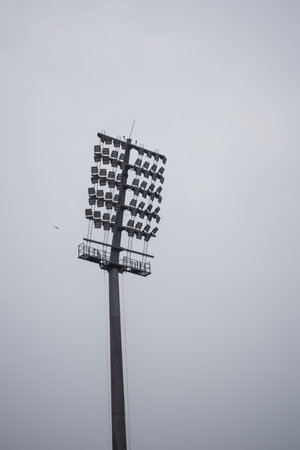 Cricket stadium flood lights poles at Delhi, India, Cricket Stadium Lightの写真素材