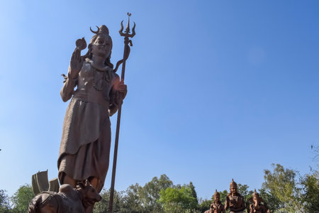 Big statue of Lord Shiv near Delhi International airport, Delhi, India, Lord Shiv big statue touching sky at main highway Mahipalpur, Delhiの写真素材