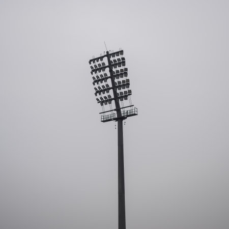 Cricket stadium flood lights poles at Delhi, India, Cricket Stadium Lightの写真素材