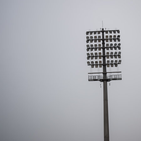 Cricket stadium flood lights poles at Delhi, India, Cricket Stadium Lightの写真素材