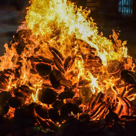 Fire flames on black background, Blaze fire flame texture background, Beautifully, the fire is...