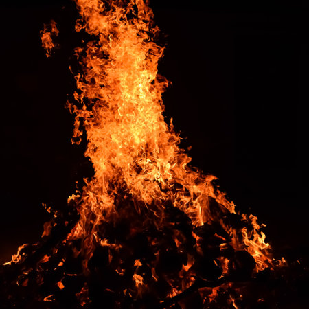 Fire flames on black background, Blaze fire flame texture background, Beautifully, the fire is...